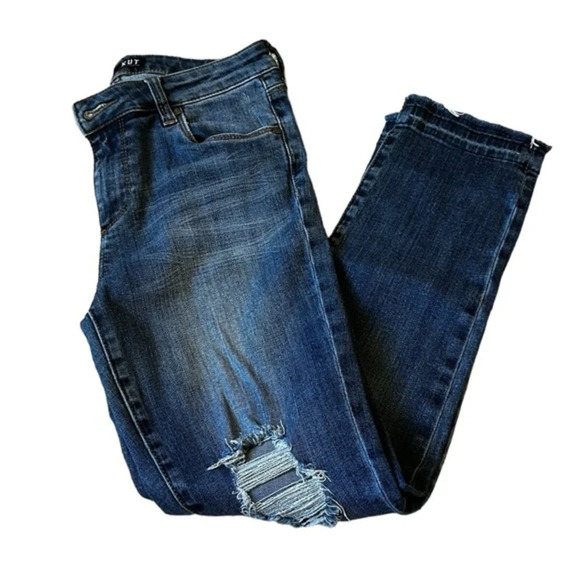 Kut from the Kloth Reese Ankle straight Leg Raw Hem Distressed Jean- size 2 - Picture 1 of 10